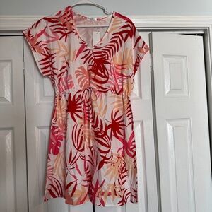 Ekouaer Floral V-Neck Dress/coverup